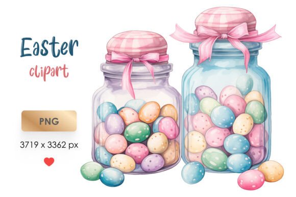 Download Watercolor Easter Clipart Jars with Eggs - Watercolor easter Collection