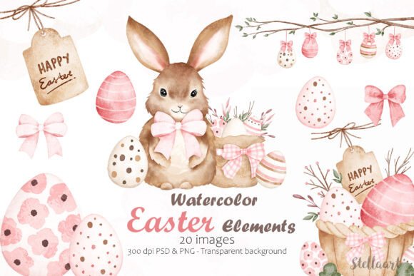 Download Watercolor Easter Elements - Premium Bundle
