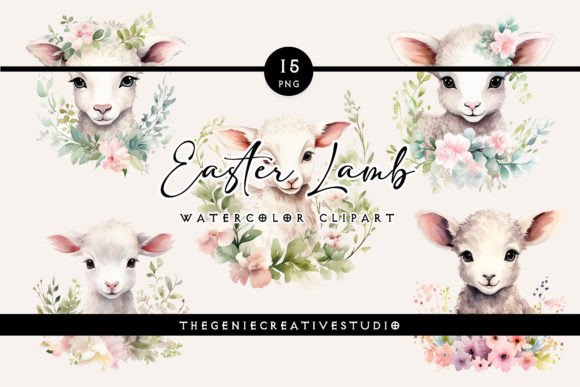 Download Watercolor Easter Lamb PNG Clipart Set - Watercolor easter Collection