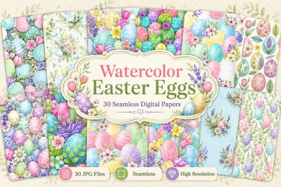 Download Watercolor Easter Eggs Digital Paper - Watercolor easter Collection