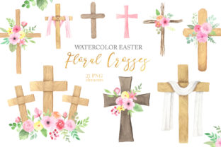 Download Watercolor Easter Floral Crosses - Premium Resources