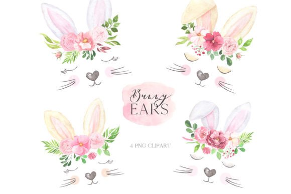Download Watercolor Easter Bunny Ears Clipart - Watercolor easter Collection