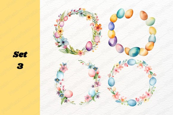 Download Watercolor Easter Egg Flower Frame Set - Premium Bundle