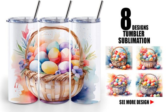 Download Tumbler Wrap Watercolor Easter Basket - Premium Bundle